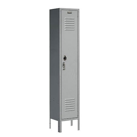 Single Tier Locker, 12x18x60, 1 Door, Unassembled, Gray